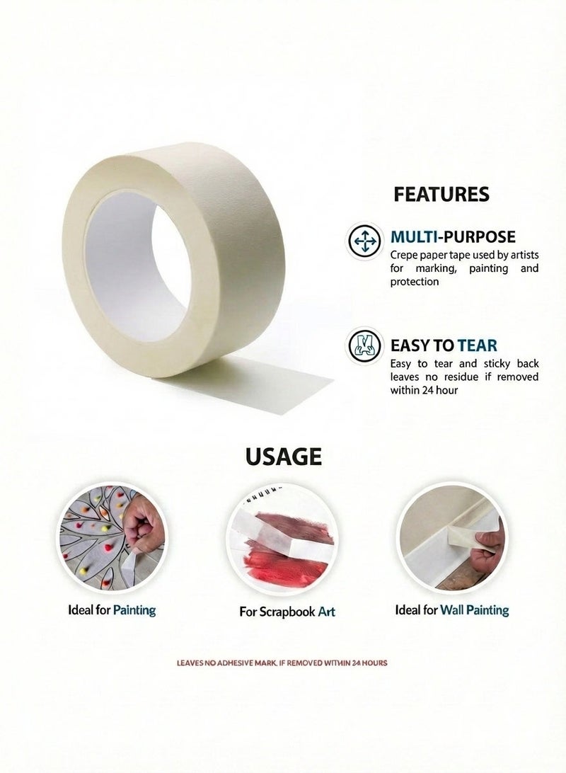 AKSONZ Premium Masking Tape 2 Inch x 30 Yards Beige Painter's Tape, No Residue Clean Removal Paper Tape for Painting, Decorating, General Purpose DIY Home, Office, School Stationery & Industrial Arts [Pack of 4 Rolls] - Image 5
